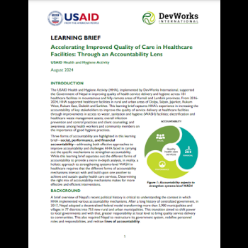 Accelerating Improved Quality of Care in Healthcare Facilities: Through an Accountability Lens