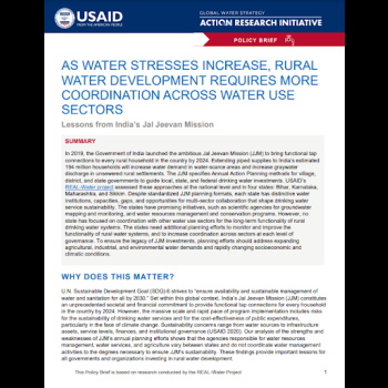 As Water Stresses Increase, Rural Water Development Requires More Coordination Across Water Use Sectors: Lessons from India’s Jal Jeevan Mission
