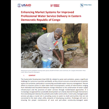 Enhancing Market Systems for Improved Professional Water Service Delivery in Eastern Democratic Republic of Congo