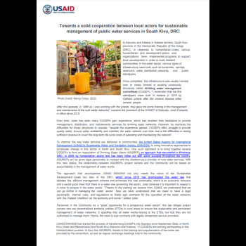 Towards a solid cooperation between local actors for sustainable management of public water services in South Kivu, DRC.