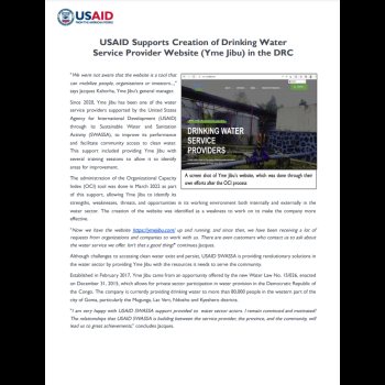 USAID Supports Creation of Drinking Water Service Provider Website (Yme Jibu) in the DRC