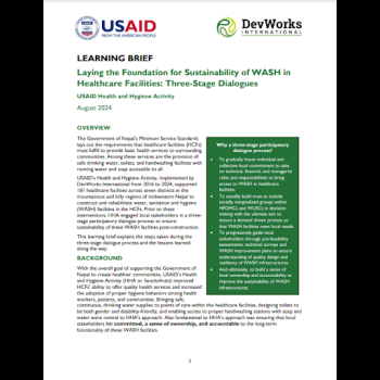 Laying the Foundation for Sustainability of WASH in Healthcare Facilities: Three-Stage Dialogues