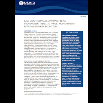 Case Study: Using a Community-Level Vulnerability Index to Target Humanitarian Assistance and Risk Reduction