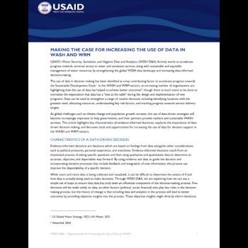Making the case for increasing the use of data in WASH and WRM