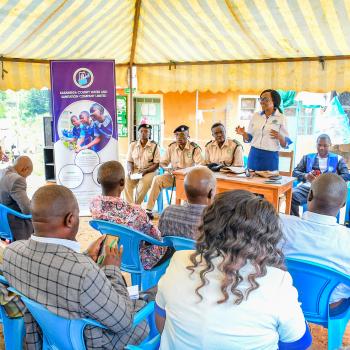 In October 2024, USAID, with Kakamega County utility KACWASCO, conducted public meetings in Kefinco-Juakali to sensitize the public on the proposed water infrastructure upgrades. Photo credit: USAID Western Kenya Water Project