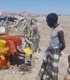 In Afar, pastoralists build latrines using whatever materials they can find across the often hot, arid, barren landscape. Photo credit: USAID Lowland WASH Activity
