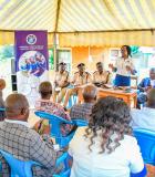 In October 2024, USAID, with Kakamega County utility KACWASCO, conducted public meetings in Kefinco-Juakali to sensitize the public on the proposed water infrastructure upgrades. Photo credit: USAID Western Kenya Water Project