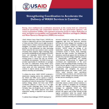 Strengthening Coordination to Accelerate the Delivery of WASH Services in Western Kenya Counties