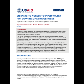 Enhancing Access to Piped Water for Low-Income Households