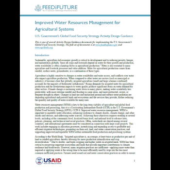 Improved Water Resources Management for Agricultural Systems