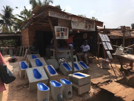A sanitation enterprise offers affordable ready-to-install toilets in Enugu, Nigeria. Photo credit: FSG