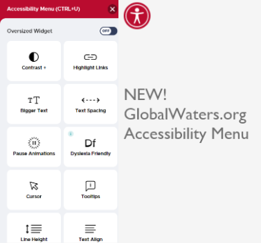 A screenshot of the GlobalWaters.org accessibility menu 