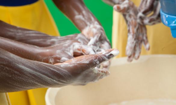 School children in Ghana wash hands with soap - Global Handwashing Day 2017. Photo credit: USAID/Ghana