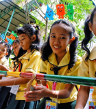 Students celebrating Global Handwashing Day 2016 at Kalayaan Elementary School in North Caloocan, Philippines. Photo credit: Philippine Department of Education, courtesy of GIZ