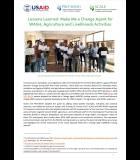 Lessons Learned: Make Me a Change Agent for WASH, Agriculture and Livelihoods Activities