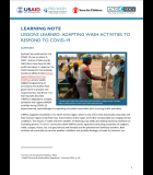 Lessons Learned: Adapting Wash Activities to Respond to COVID-19
